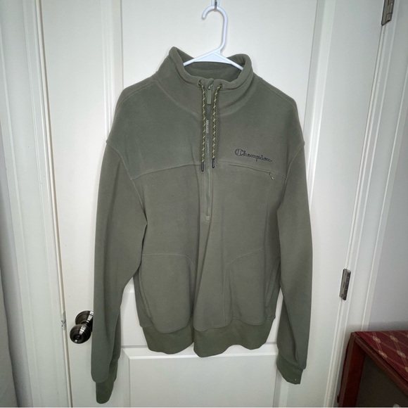 Champion Quarter Zip Pullover Sweatshirt Green - Picture 5 of 14